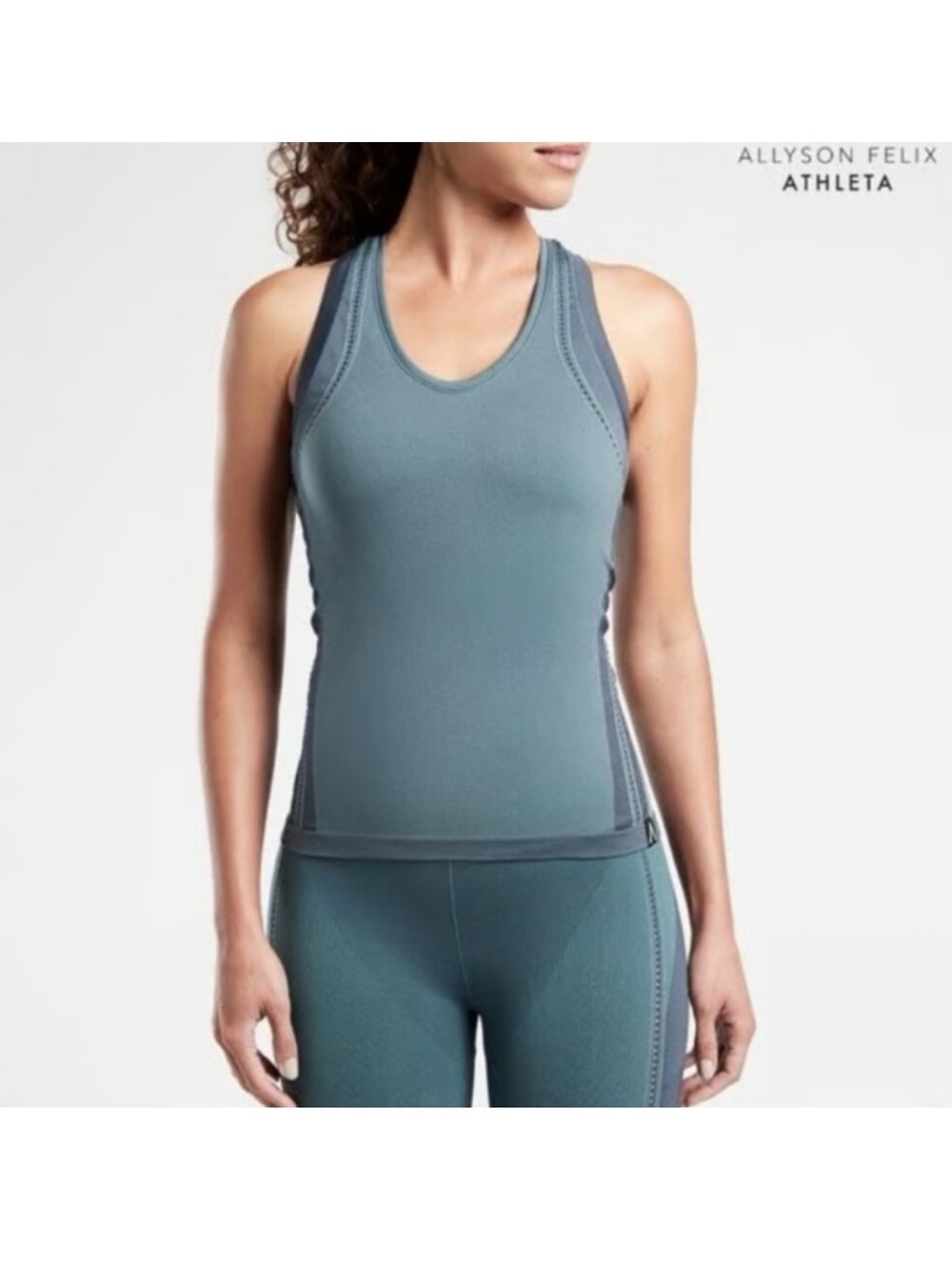 Athleta x Allyson Felix Legend Shine Green Black Racerback Tank Top